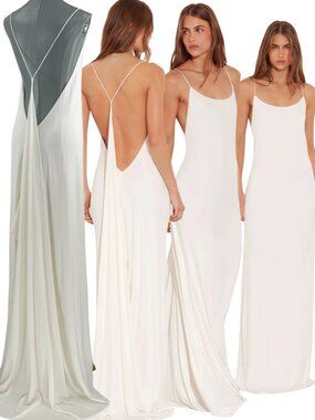 🆕 RAT & BOA 🧿 NWOT Amora Back Draped Jersey Dress, White - Sz M